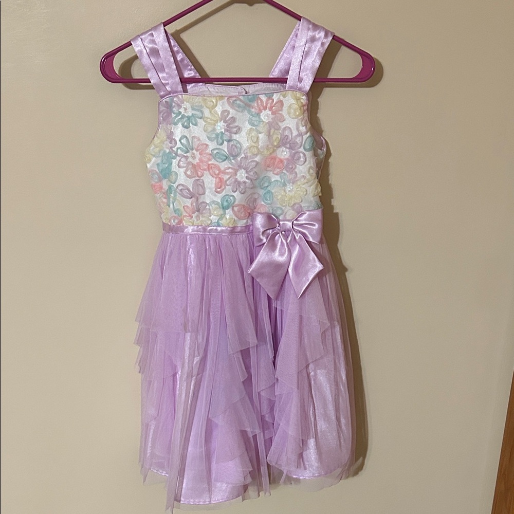 Jona Michelle Pastel Floral and Lavender Dress with Bow 8